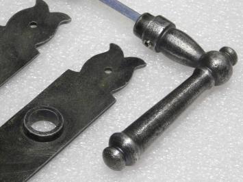 Set Deurbeslag - Klinken Windsor + Deurplaten Noble PC 92 - Gietijzer Verzinkt