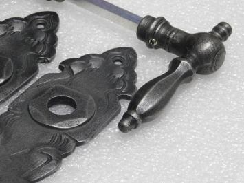 Türbeschlagset – Kensington-Griffe + Royale-Türplatten – Verzinktes Gusseisen