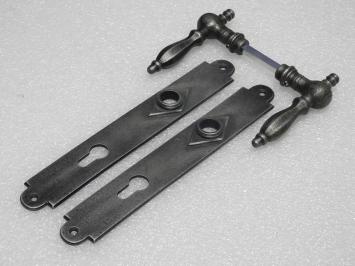 Türbeschlagset – Kensington-Griffe + Prestige-Türplatten – Verzinktes Gusseisen