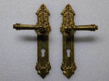 Set Deurbeslag Messing - 2 Klinken + 2 Deurplaten PC 92