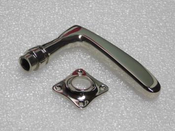 Set Türgriffe mit quadratischen Rosetten – Poliertes Nickel
