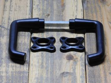 Set Deurklinken met Vierkante Rozetten - Zwart - Alu