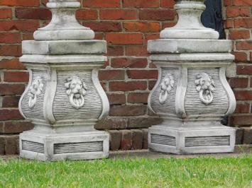 Vintage-Set aus 2 Engeln auf Sockel – 155 cm – Stein – authentisch