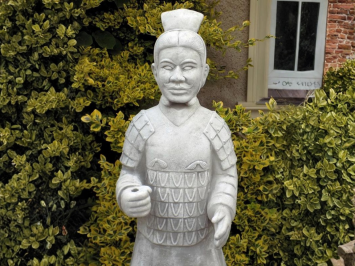 2er-Set Japanischer Krieger – 125 cm – Stein – Weiß/Grau
