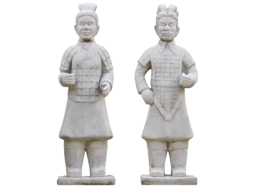 2er-Set Japanischer Krieger – 125 cm – Stein – Weiß/Grau