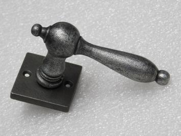 Set Türgriffe Cambridge + Türgriff- und Schlossrosetten, quadratisch – Gusseisen, verzinkt