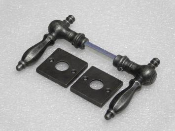 Set: Kensington-Türgriffe + quadratische Türgriffrosetten – verzinktes Gusseisen