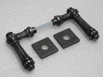 Set Türgriffe Oxford + Türgriffrosetten, quadratisch – Gusseisen, verzinkt