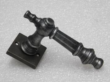 Set Klinken Victoria + Klinkrozetten Vierkant - Gietijzer Verzinkt