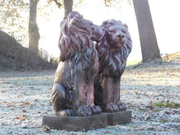 Set leeuwen - polystone - links en rechts kijkend - koper look