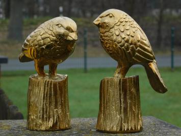 Set vogels op stam - goud - alu