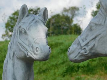 Set van 2 Paardenhoofden - Steen - Wit met Grijs