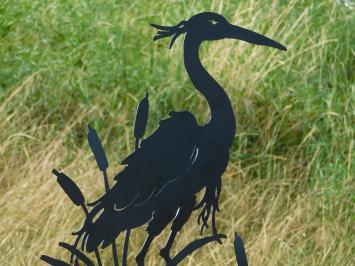 Gartenstab Reiher-Silhouette - 112 cm - Mattschwarz