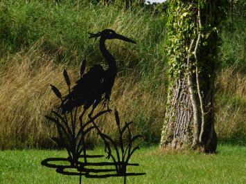 Gartenstab Reiher-Silhouette - 112 cm - Mattschwarz