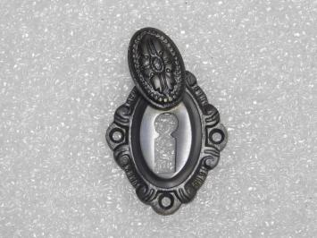 Schlüsselrosette BB mit Schieber – dunkel patiniertes Messing – Jugendstil