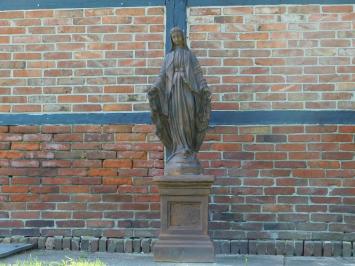 Groot Maria Tuinbeeld op Sokkel - 170 cm - Steen Oxide