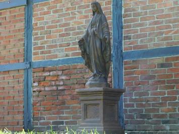 Groot Maria Tuinbeeld op Sokkel - 170 cm - Steen Oxide