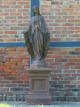 Groot Maria Tuinbeeld op Sokkel - 170 cm - Steen Oxide