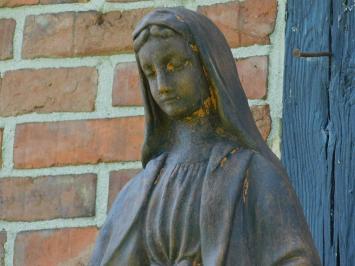 Groot Maria Tuinbeeld op Sokkel - 170 cm - Steen Oxide