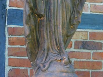 Groot Maria Tuinbeeld op Sokkel - 170 cm - Steen Oxide