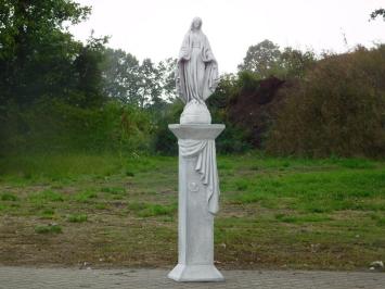Tuinbeeld Maria op Medusa Sokkel - 170 cm - Stenen Beeld met Zuil Set