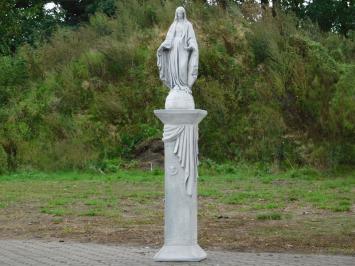 Tuinbeeld Maria op Medusa Sokkel - 170 cm - Stenen Beeld met Zuil Set