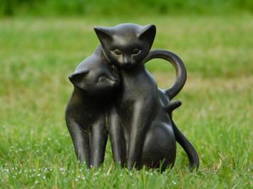 Beeld Spelende Katten - Zwart met Bruin - Polystone