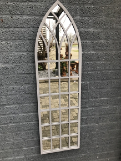 Großer Kirchenfenster-Spiegel - Metallrand - 140 cm x 40 cm