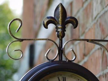 Stationsklok met Thermometer - 30 cm -  Zacht Staal en Glas