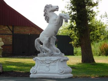 Steigendes Pferd auf Podest XL - 180 cm - Stein