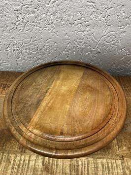 Forse glazen vintage stolp op houten plateau  - alu voet - diameter 36 cm