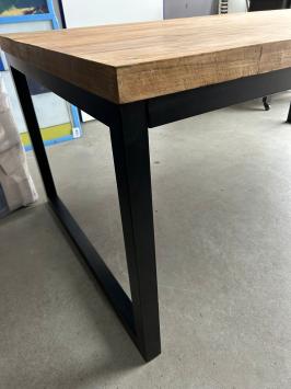 Industriële tafel - hout - zwart metalen frame - 160 x 90 cm