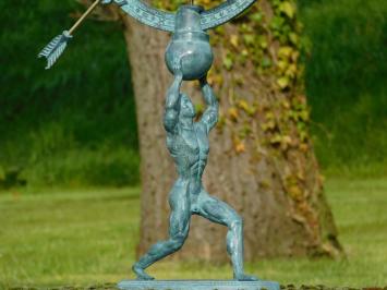 Zonnewijzer Atlas,  brons-messing, Aris Mundi Apollo, man draagt aarde.