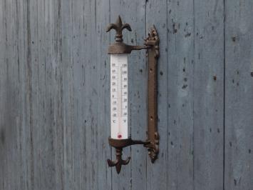 Thermometer met Franse lelie - gietijzer - kozijnthermometer - weerbestendig