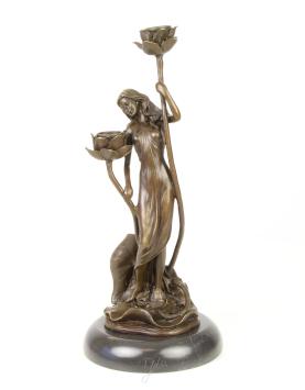 Bronzen kandelaar , art nouveau 