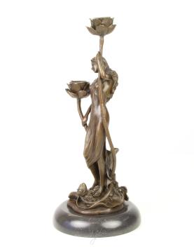 Bronzen kandelaar , art nouveau 
