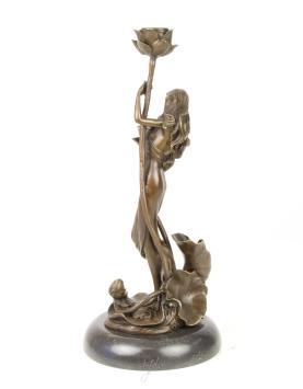Bronzen kandelaar , art nouveau 