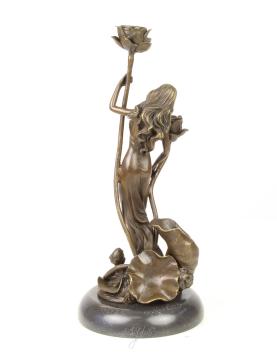 Bronzen kandelaar , art nouveau 