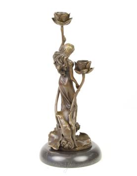 Bronzen kandelaar , art nouveau 