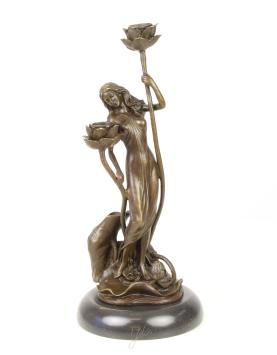 Bronzen kandelaar , art nouveau 
