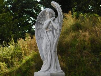 Gartenfigur „Engel mit Flügeln auf Sockel“ – 127 cm – Stein