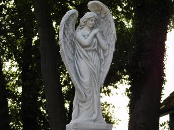 Gartenfigur „Engel mit Flügeln auf Sockel“ – 127 cm – Stein