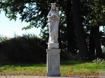Gartenstatue der Maria mit Kind auf Sockel – 130 cm – Klassisches Steinset