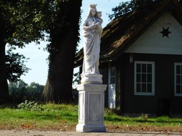 Gartenstatue der Maria mit Kind auf Sockel – 130 cm – Klassisches Steinset
