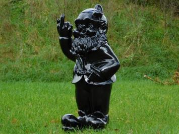 Gartenzwerg Mittelfinger XL - 80 cm - Schwarz - Polystone