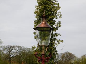 Gartenlaterne, Außenlampe aus Gusseisen mit Schirm aus Messing und Kupfer