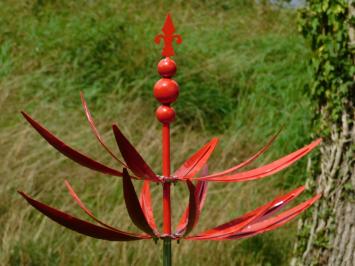 Gartenstecker Windspinner – 80 cm – Rot – Metall