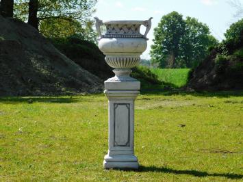 Gartenvase mit Ähren auf Sockel - 110 cm - Stein 