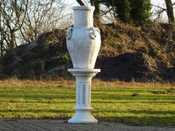 Gartenvase mit Ringen auf Sockel - 135 cm - Massivstein