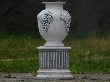 Gartenvase Weintrauben auf Sockel - 54 cm - Stein